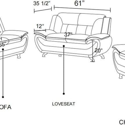 Leather Couches for Living Room, Living Room Couch Set, Sofa for Bedroom, Apartment, Living Room Furniture Sets (B-Leather Orange, Chair)-4