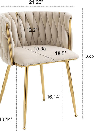 Modern Velvet Dining Chair with Gold Metal Legs, Set of 4 Luxury Tufted Dining Chairs for Living Room, Bedroom, Kitchen-2