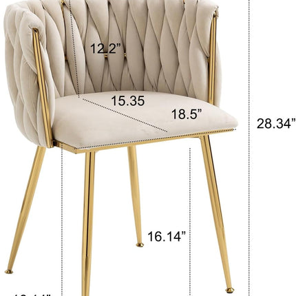 Modern Velvet Dining Chair with Gold Metal Legs, Set of 4 Luxury Tufted Dining Chairs for Living Room, Bedroom, Kitchen-2