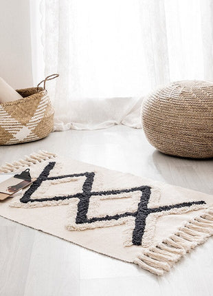 Retro Bohemian Hand Woven Tassel Carpet Rug-2