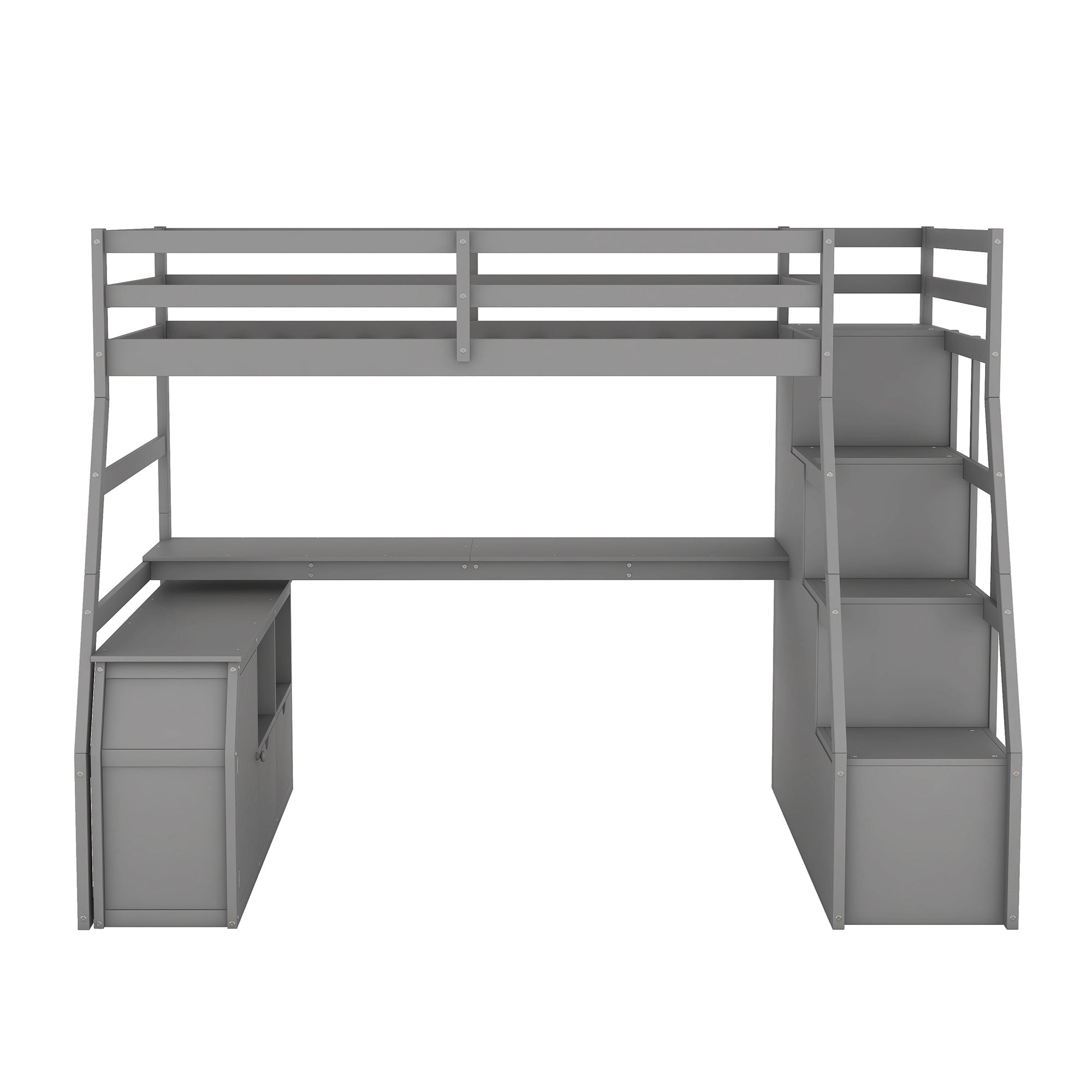 Twin Size Loft Bed with 7 Drawers 2 Shelves and Desk