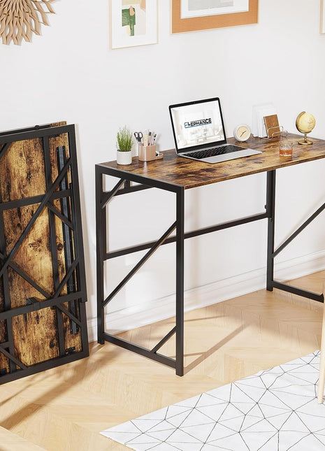Folding Desk Writing Computer Desk for Home Office, No-Assembly Study Office Desk Foldable Table for Small Spaces-0