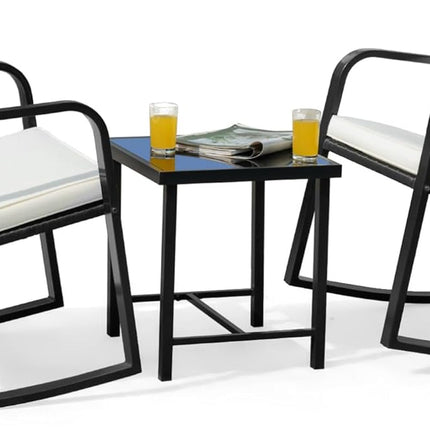 Patio Chairs 3 Piece Wicker Rocking Chair Outdoor Bistro Sets with Coffee Table and Cushions Metal Frame Patio Furniture for Porch, Balcony, Lawn (White)-0