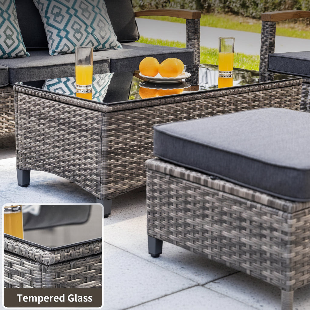 Outdoor Rattan Patio Furniture Set with Swivel Rockers-3