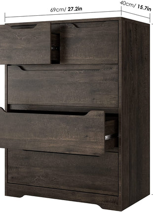 Modern Dark Brown 5-Drawer Clothing Organizer