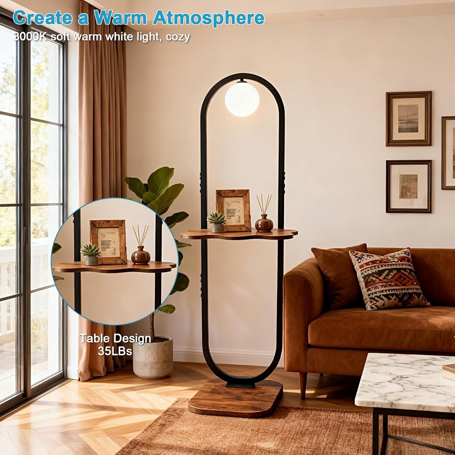 Floor Lamp Featuring Integrated Table