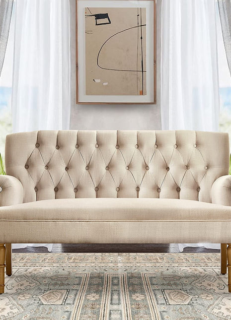 Warm Beige Loveseat Sofa Furniture Settee-0