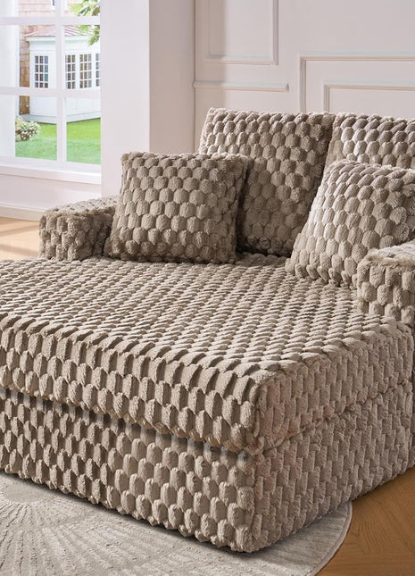 Brown Plush Indoor Sleeper Chair with Pillows-0