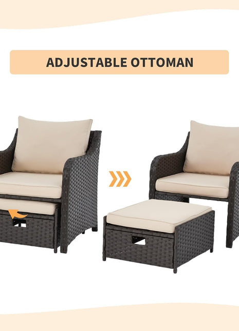 Five Piece All Weather Wicker Patio Furniture Set-1