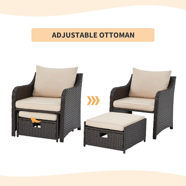 Five Piece All Weather Wicker Patio Furniture Set-1