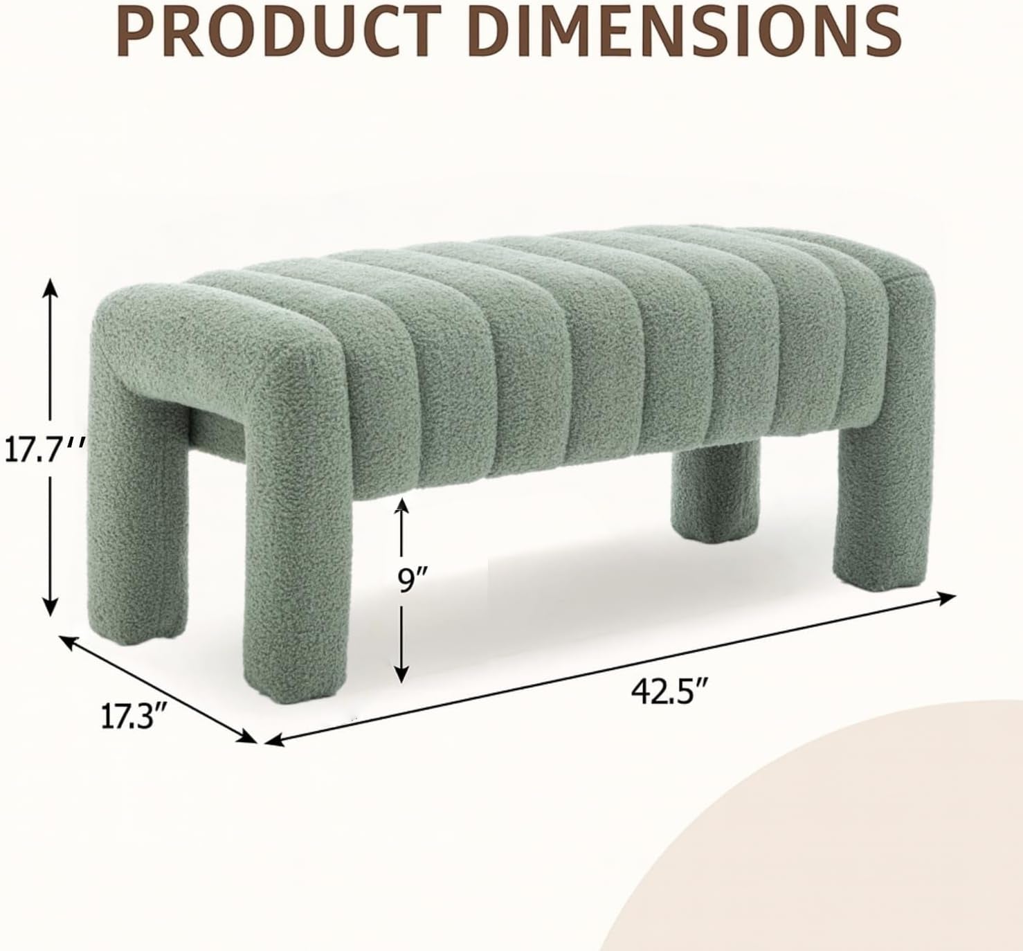 Hardy Haus 42.5-Inch Upholstered Ottoman Bench – Bouclé Fabric Design