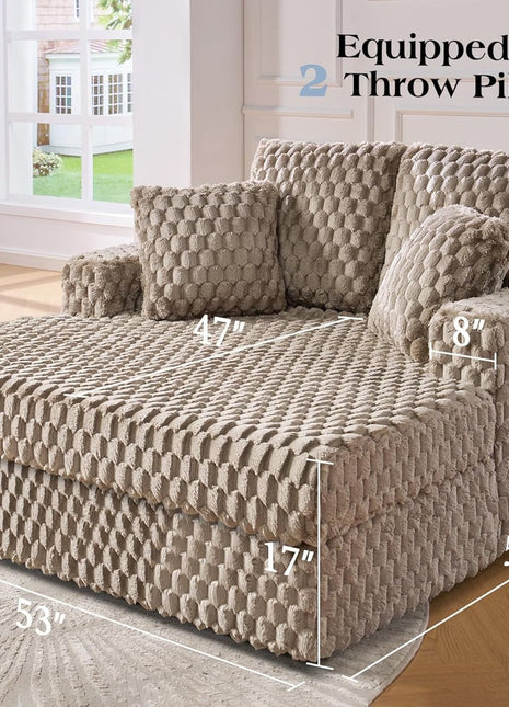 Brown Plush Indoor Sleeper Chair with Pillows-1