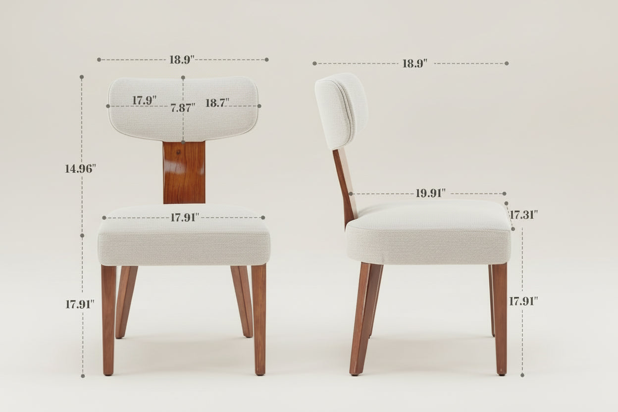 Measurement chart of two chairs with dimensions and weight capacity information.