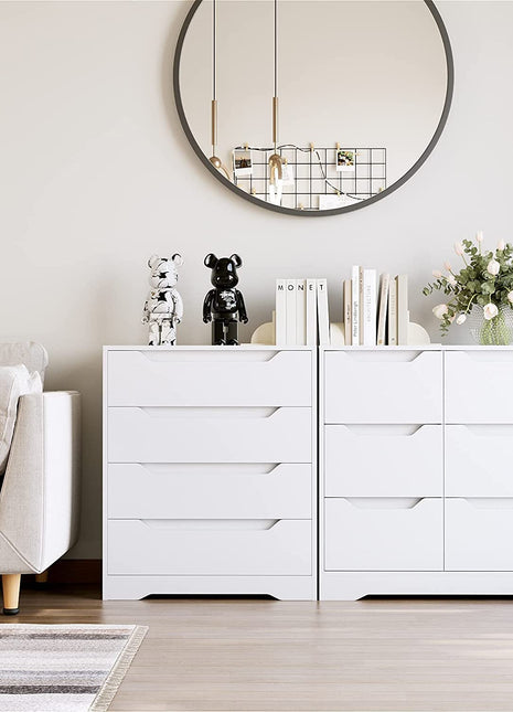 Modern 4 Drawer Dresser, White, Clothing Organizer