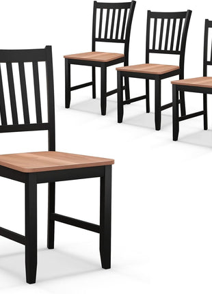 Wooden Dining Chairs Set of 4, Farmhouse Kitchen Chair with Rubber Wood Legs, Easy to Assemble Armless Dining Side Chairs, Dining Room Chairs, Black-0