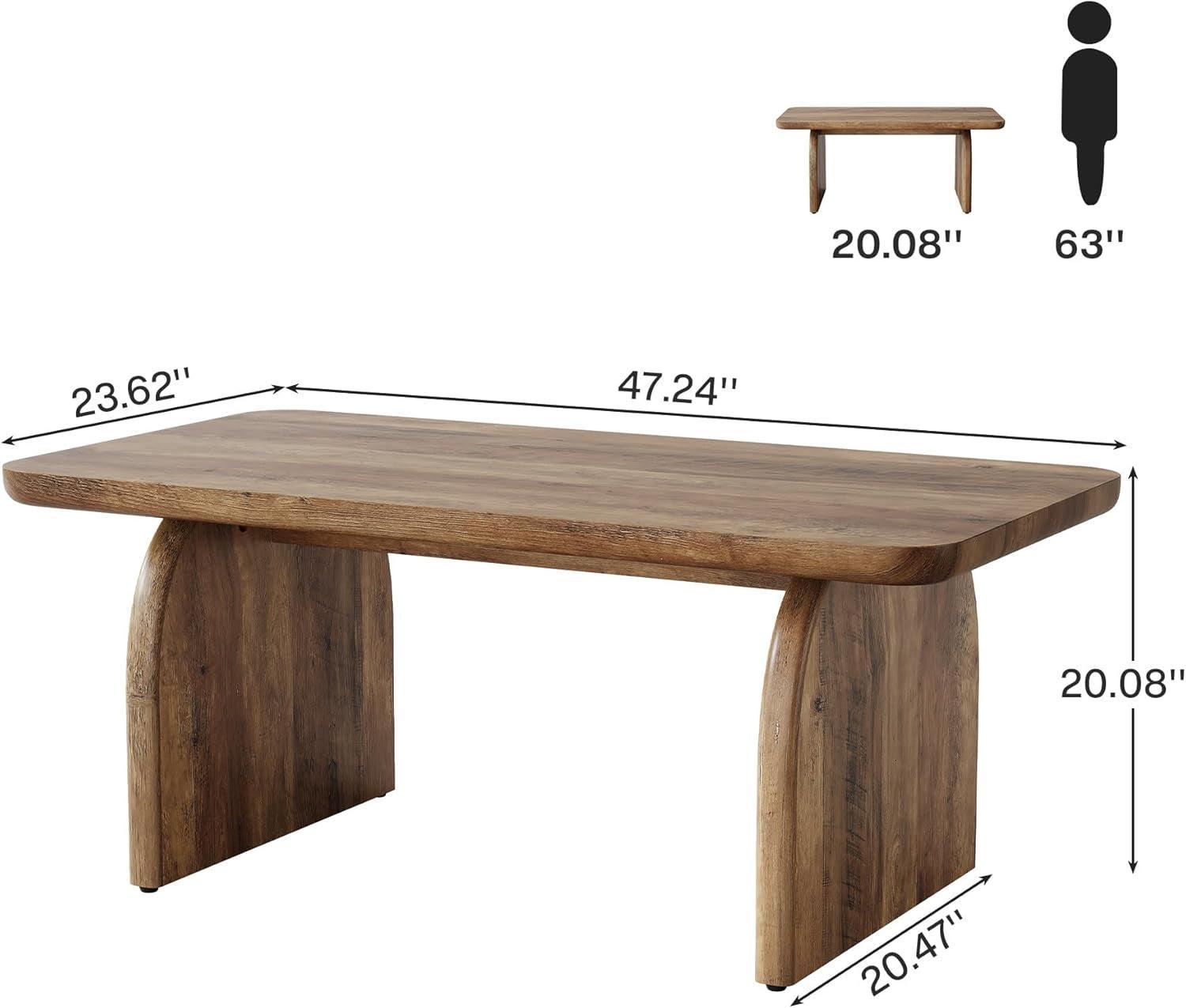 Wooden table with dimensions labeled on a white background