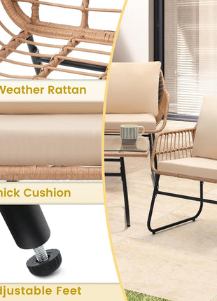 Four Piece Outdoor Wicker Sofa Rattan Chairs Set-4