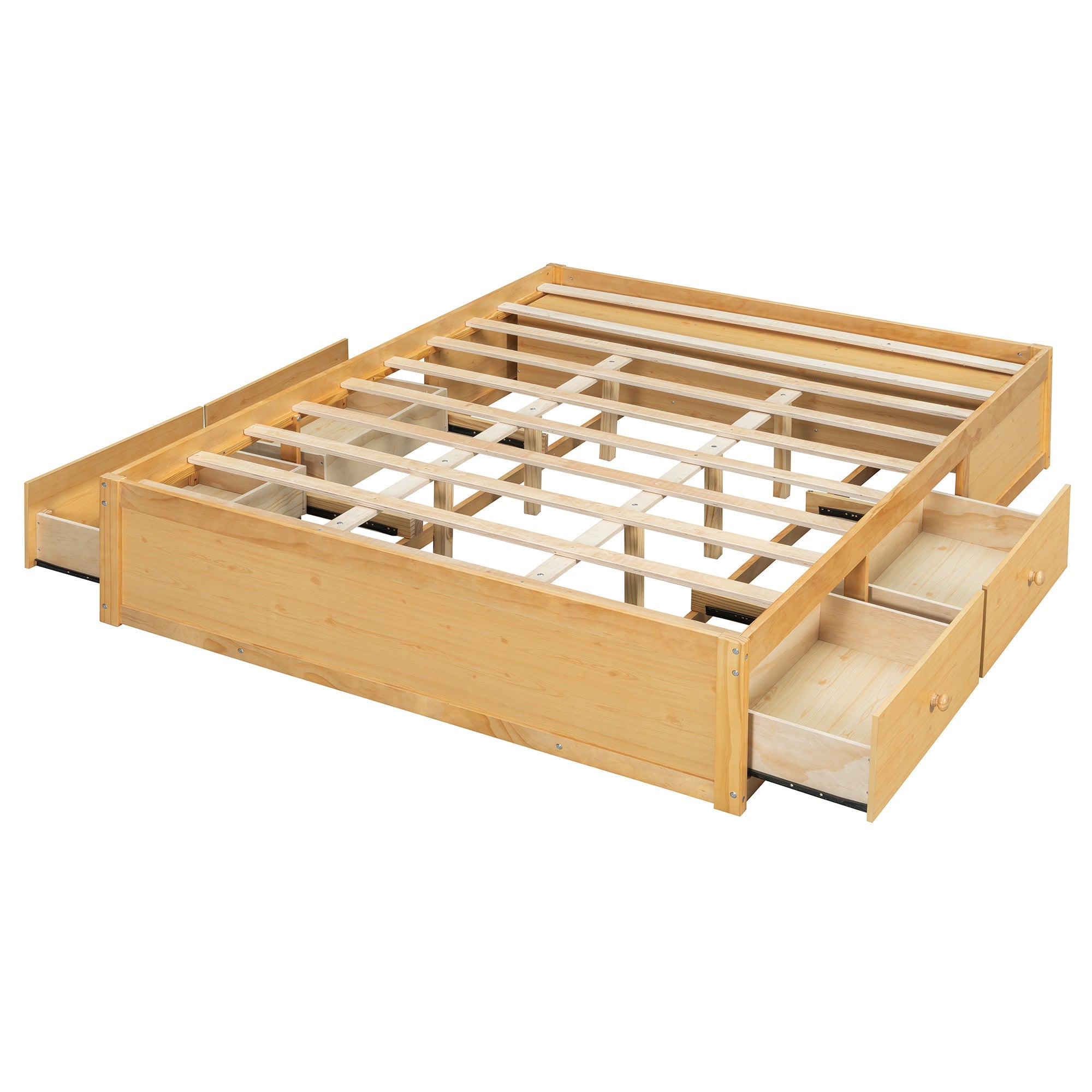 Platform Bed Frame with 4 Storage Drawers and Hydraulic Lift Footboard