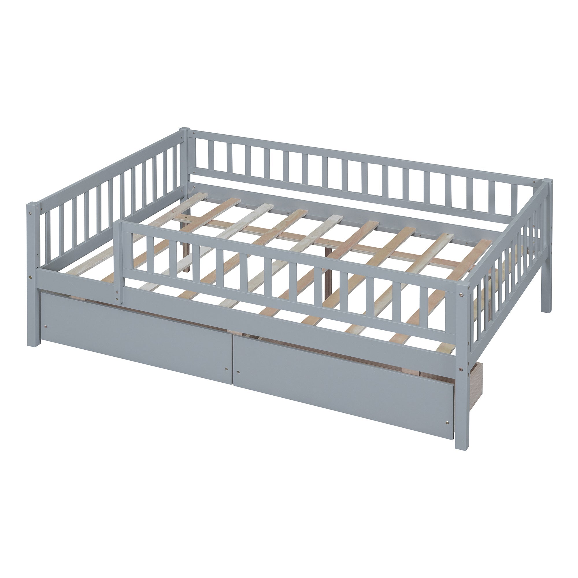 Full Size Daybed Wood Bed with Two Drawers