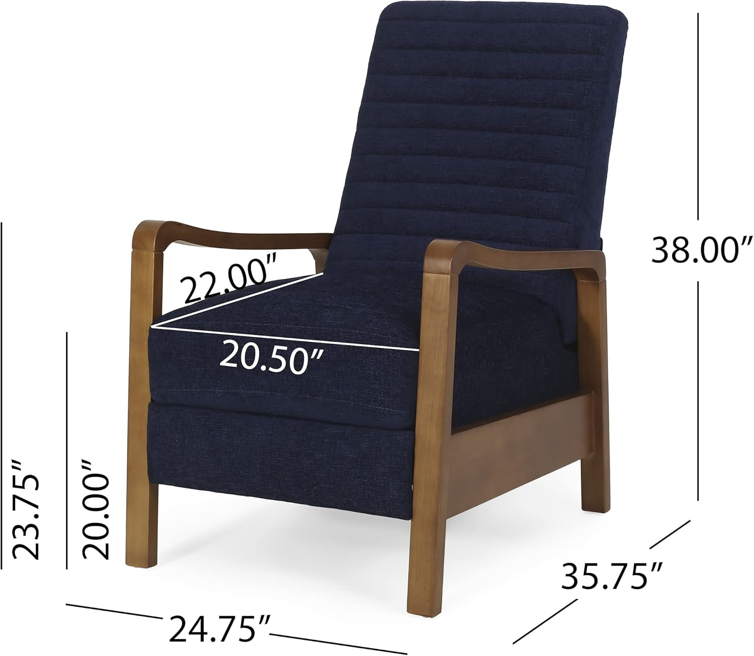 Recliner Chair, Club Recliner, Reclining Sofa, Upholsterd Armchair, Recliner Chair with Adjustable Stitching Backrest, Reading Chair for Living Room, Home Rest, Navy Blue-1