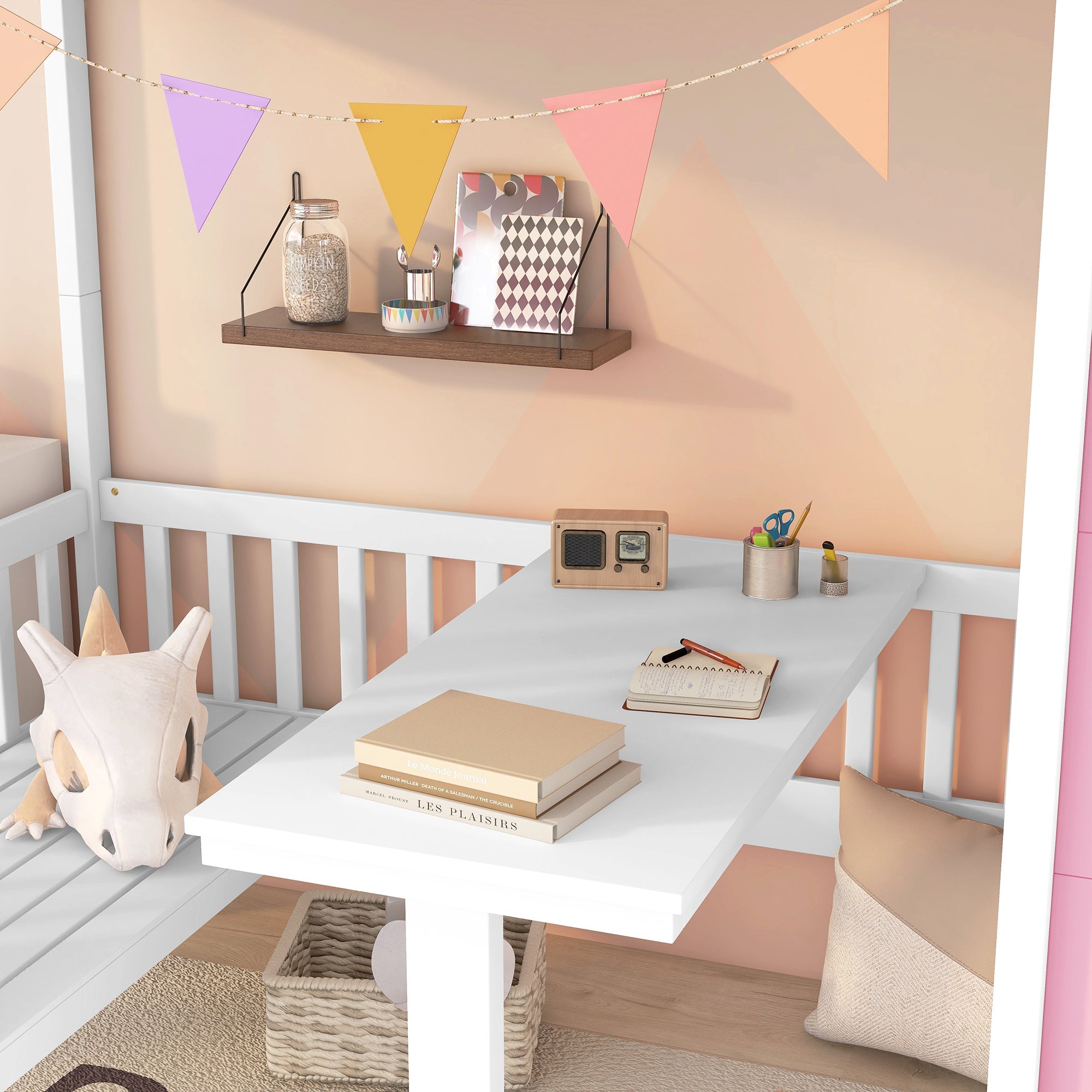 Twin-Over-Twin Bunk Bed with Changeable Table, Bunk Bed Turn into