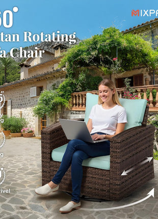 Swivel Glider Patio Furniture Set with Fire Pit-1