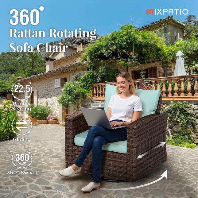 Swivel Glider Patio Furniture Set with Fire Pit-1