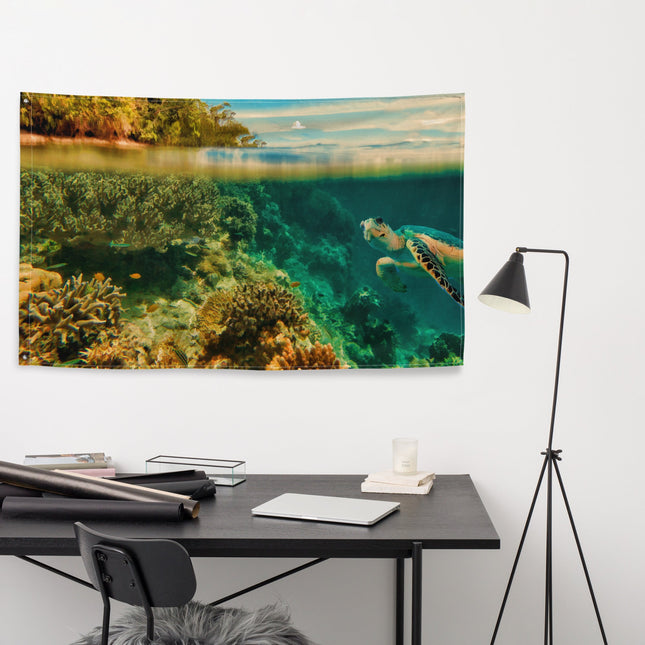 Turtle Painting Art Flag Tapestry