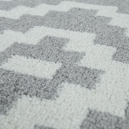 Area Rug Stella Moroccan Diamond Pattern - Pastel Grey White-1