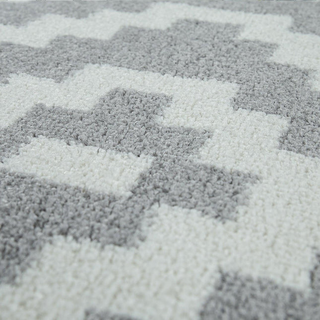 Area Rug Stella Moroccan Diamond Pattern - Pastel Grey White-1