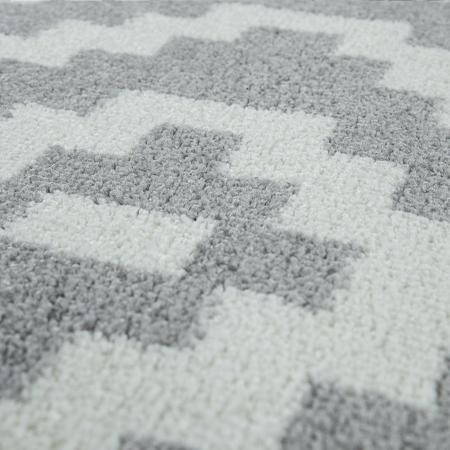 Area Rug Stella Moroccan Diamond Pattern - Pastel Grey White-1
