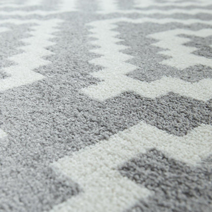 Area Rug Stella Moroccan Diamond Pattern - Pastel Grey White-2