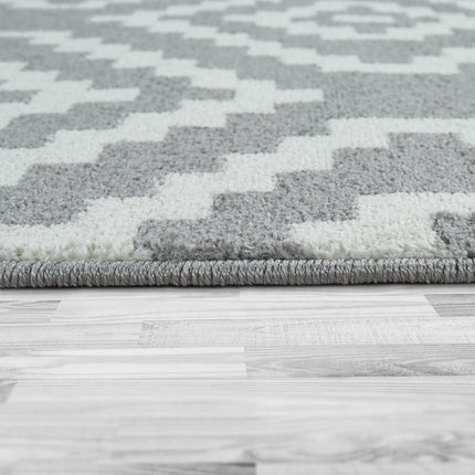 Area Rug Stella Moroccan Diamond Pattern - Pastel Grey White-3