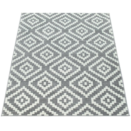 Area Rug Stella Moroccan Diamond Pattern - Pastel Grey White-4