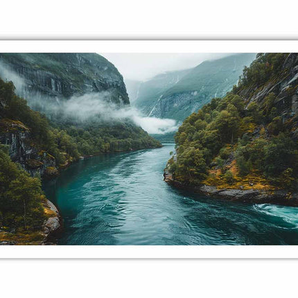 Scenic view of a river surrounded by mountains and greenery