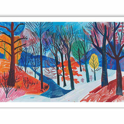Colorful winter landscape with trees and snow