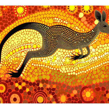 Kangaroo illustration on a colorful abstract background