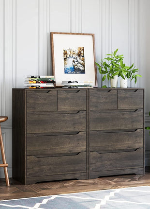 Modern Dark Brown 5-Drawer Clothing Organizer