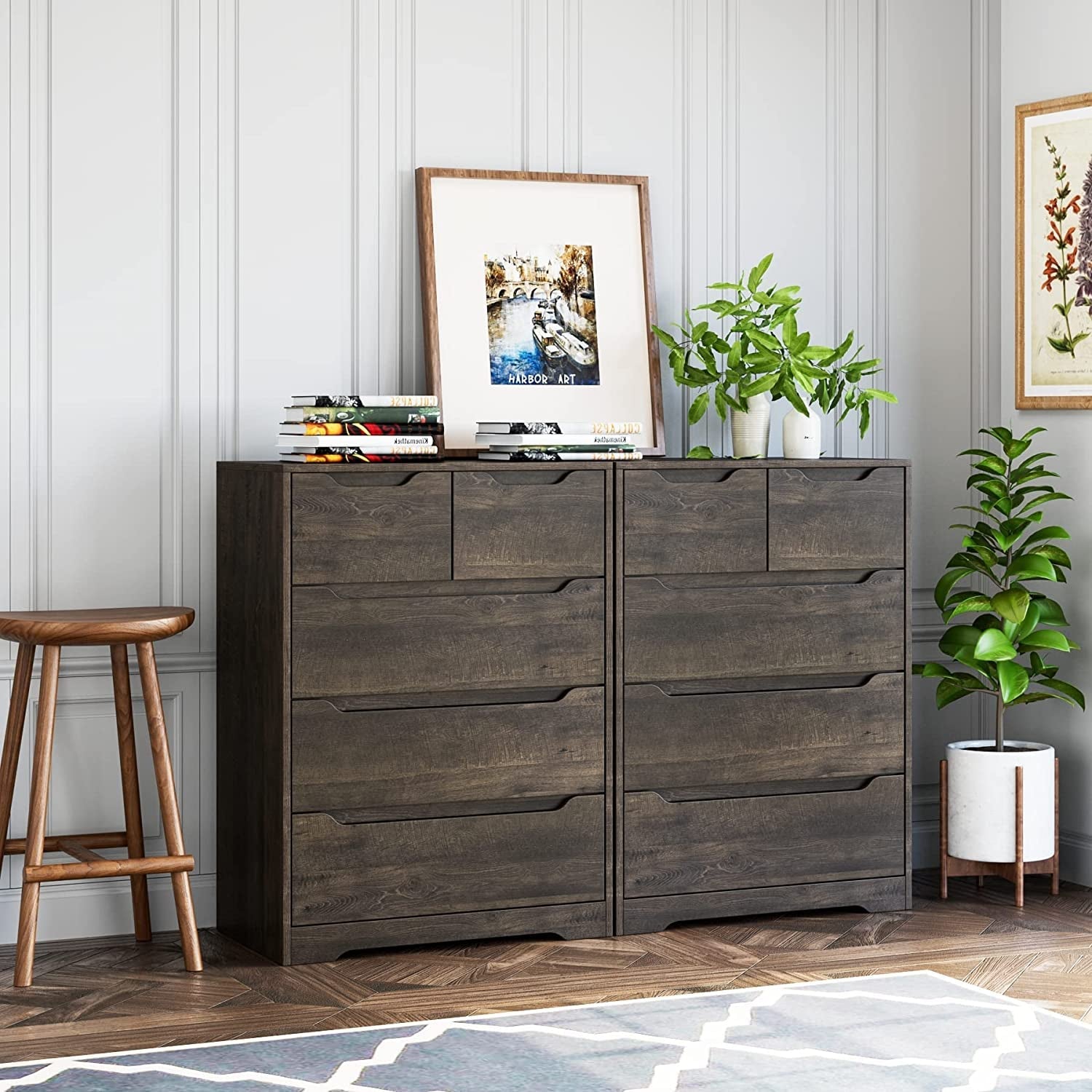 Modern Dark Brown 5-Drawer Clothing Organizer