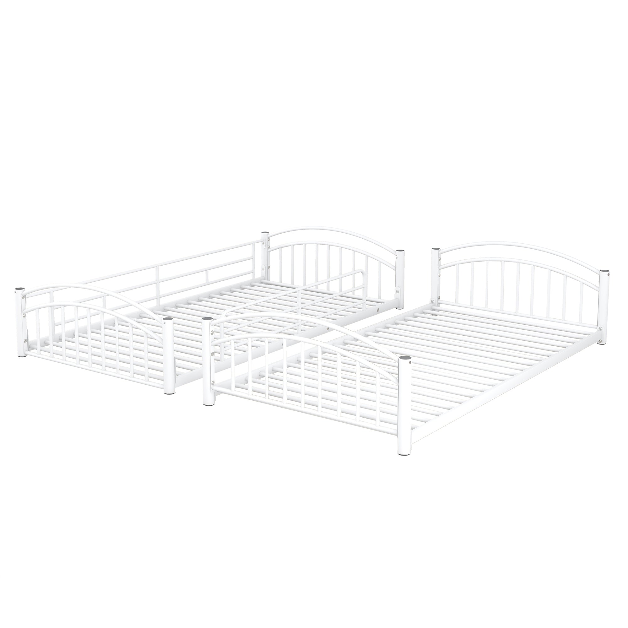Twin Over Twin Metal Bunk Bed With Slide, Kids House Bed