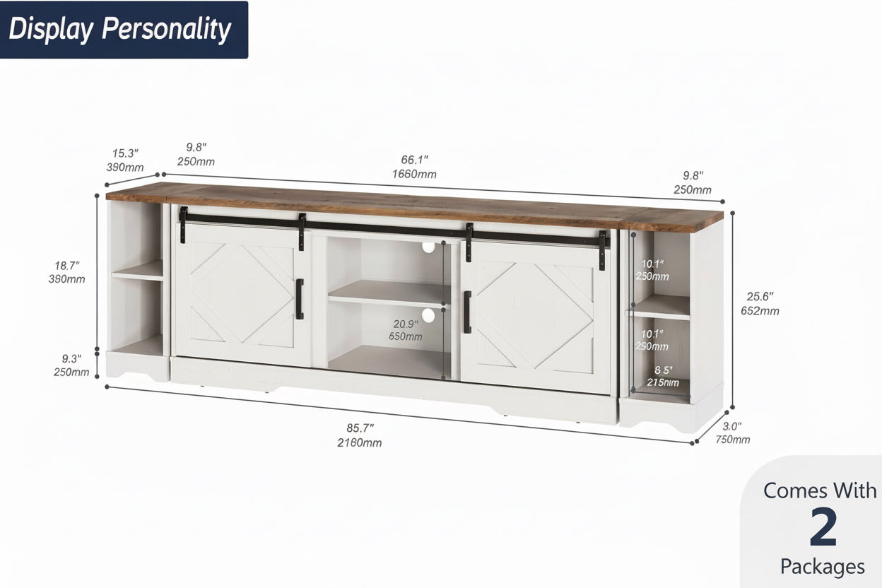 Furniture with dimensions labeled on a white background