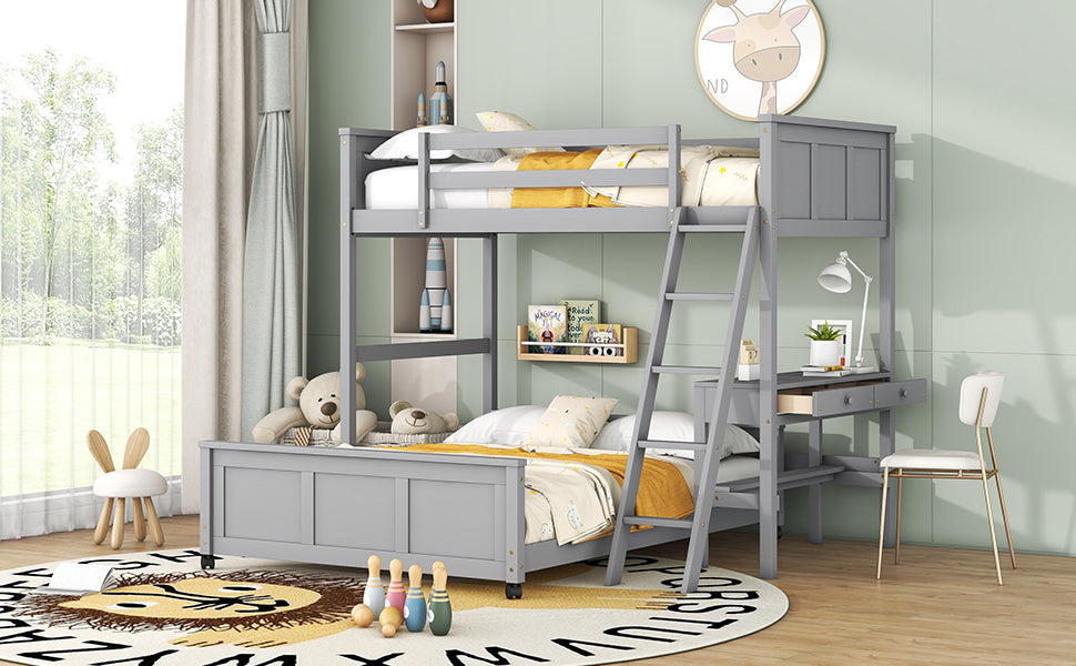 Twin Over Full Bunk Bed with Desk