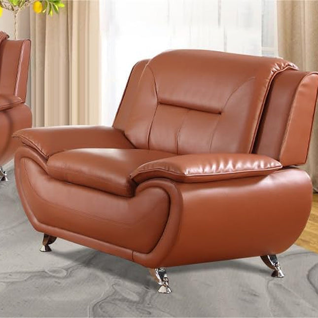 Leather Couches for Living Room, Living Room Couch Set, Sofa for Bedroom, Apartment, Living Room Furniture Sets (B-Leather Orange, Chair)-0