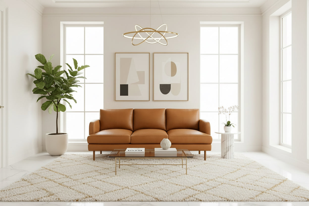 Valencia Grosseto Cognac Tan 3 Seater Leather Sofa-0