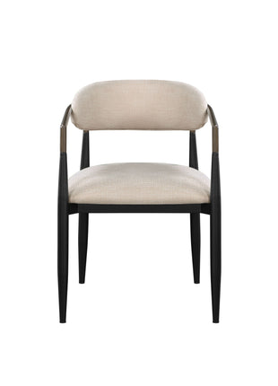 Set of 2 Beige and Black Armchair with Open Back-2