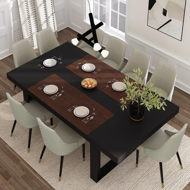 Dining table set with chairs in a modern room