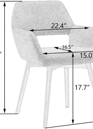 Desk Chair No Wheels Vanity Chair Makeup Chair Comfy Accent Chair for Living Dining Room Bedroom Home Office Mid Century Modern Upholstered Arm Chair Sofa Chair (Beige, 1)-1