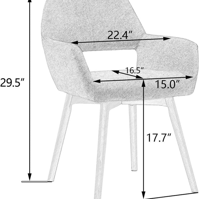 Desk Chair No Wheels Comfy Accent Chair for Living Dining Room Bedroom Vanity Chair Makeup Chair Home Office Mid Century Modern Upholstered Arm Chair Sofa Chair (Gray, 1)-1