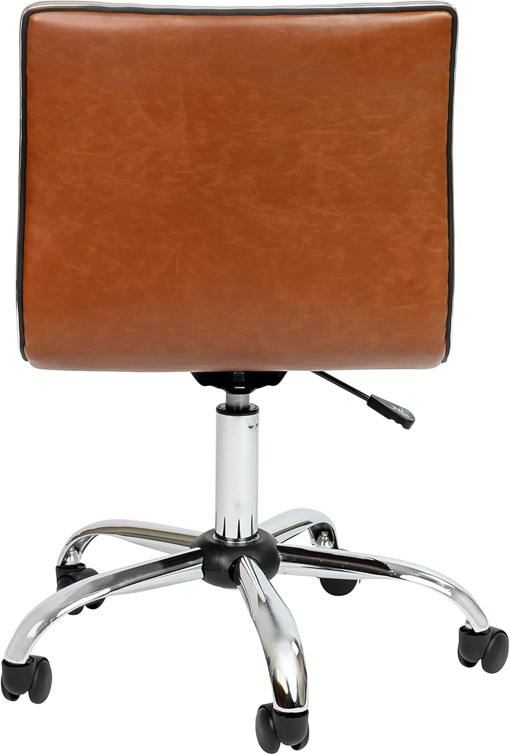 Brown office chair with a chrome base on a white background