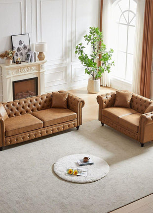3 Seats + 2 Seats Combo Sofa Modern living room sofa with solid wood frame and wooden feet, 4 cushions, apartment sofa furniture for living room, living room, office-0